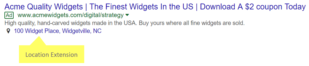 What Location Extensions Looks Like in Desktop Ads