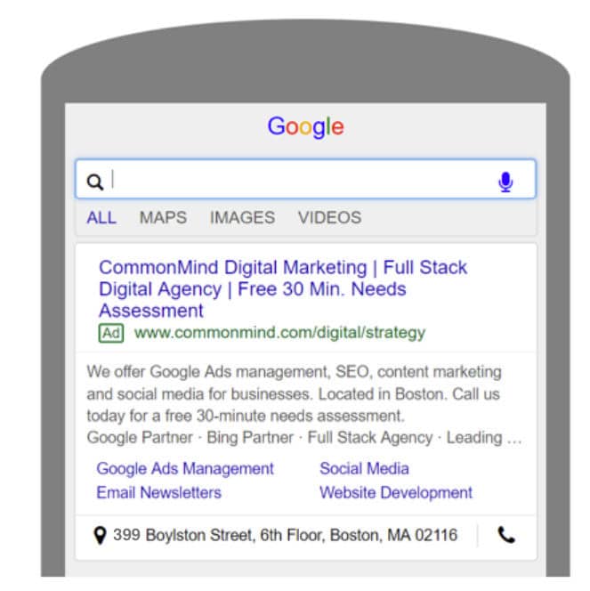 sample mobile search ad