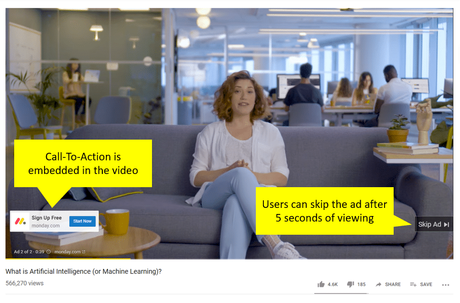 example of a skippable youtube ad