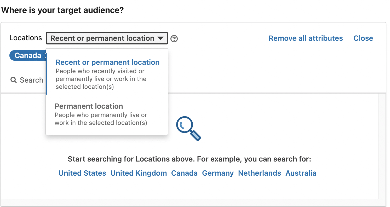 linkedin audience location