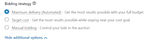 bidding strategy linkedin ads