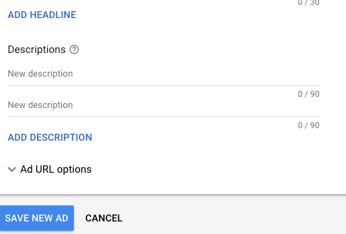 Edit description of responsive search ad in Google