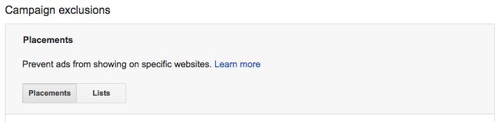 campaign exclusions display ads